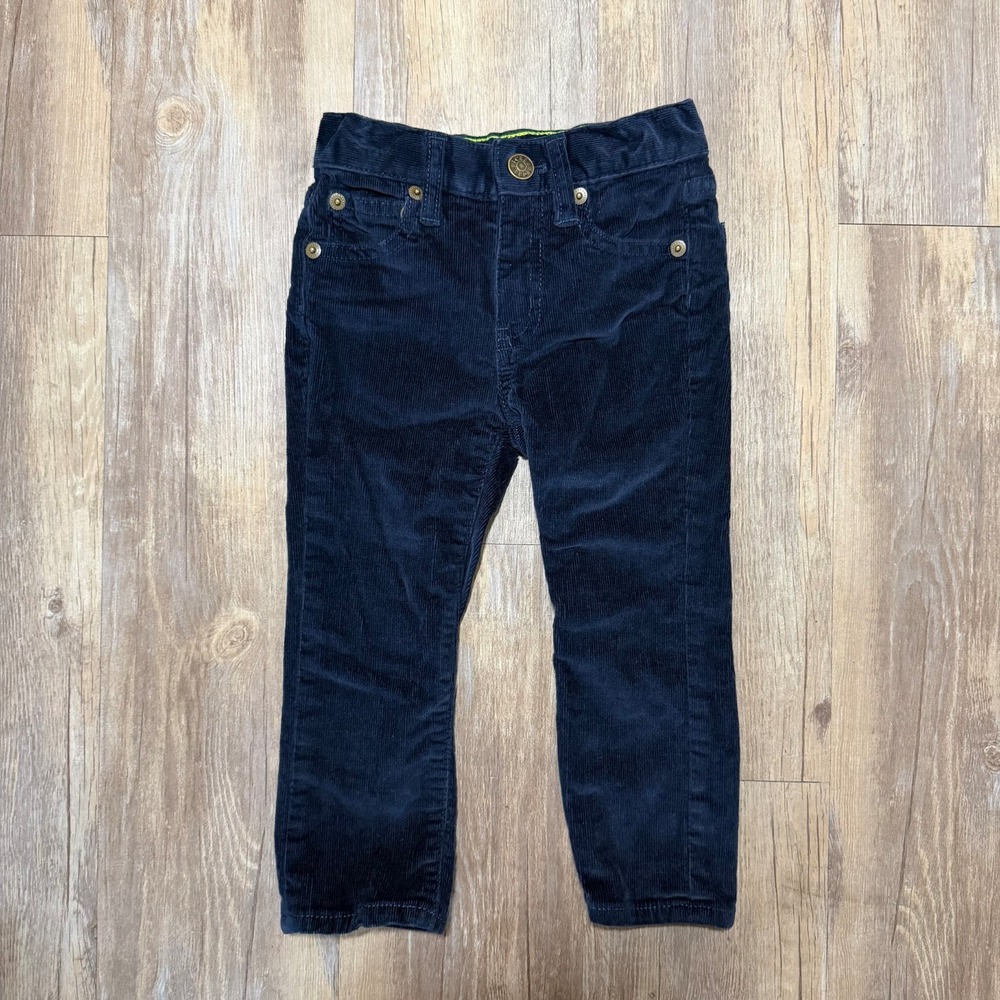Crewcuts by J. Crew Corduroy Pants Boys 2 Navy Blue Stretch Straight Leg Casual
